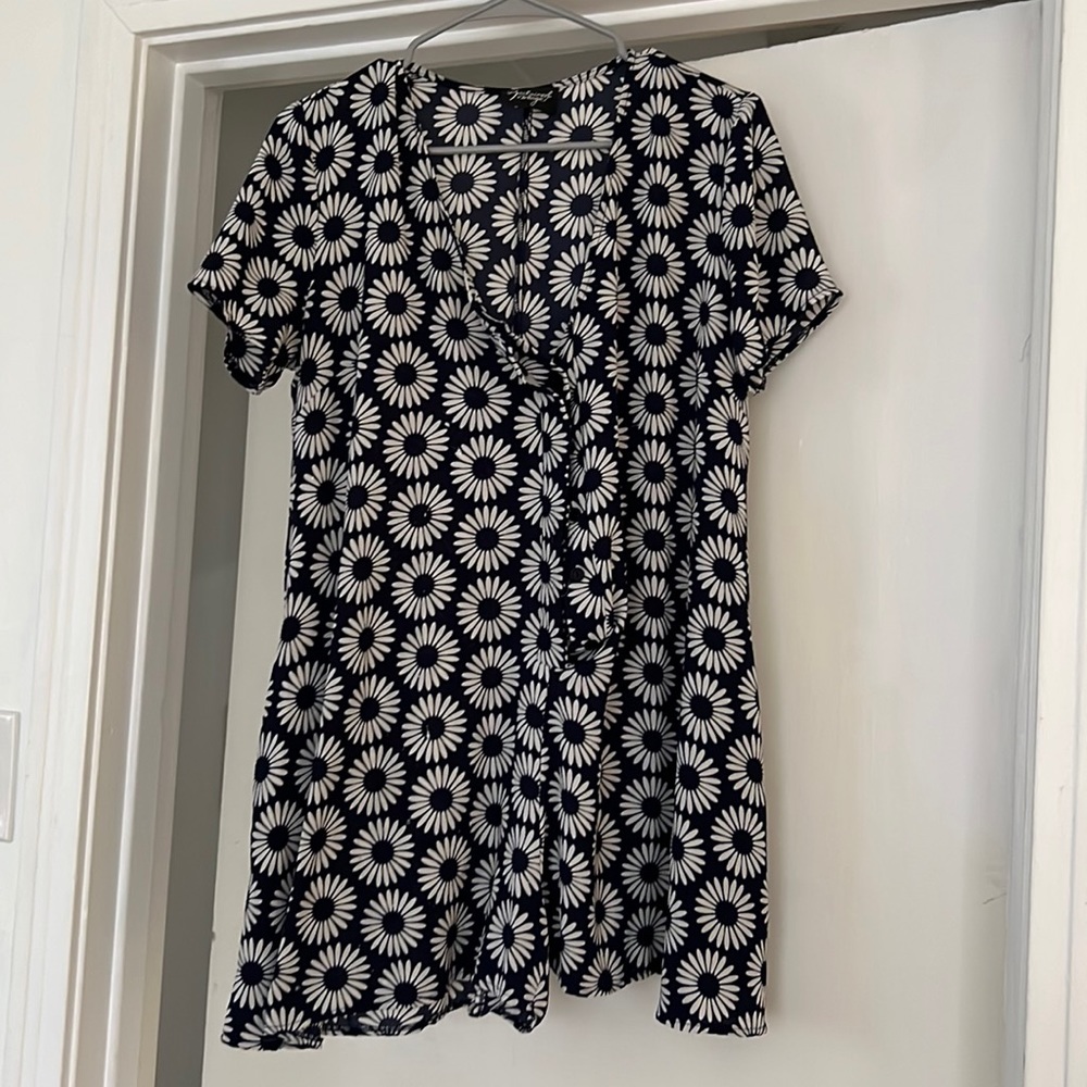 Navy daisy button front romper